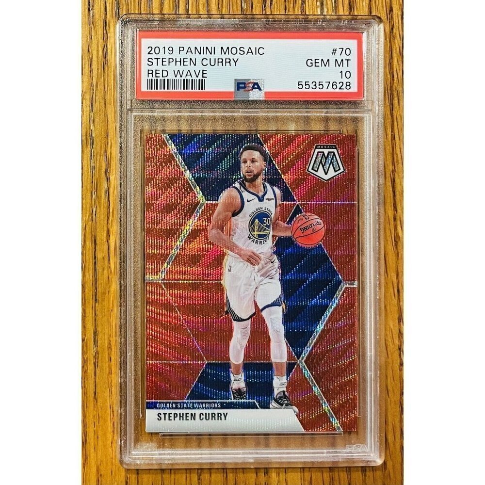 2019 Panini Mosaic Stephen Curry Red Wave PSA 10 Gem Mint Warriors #70